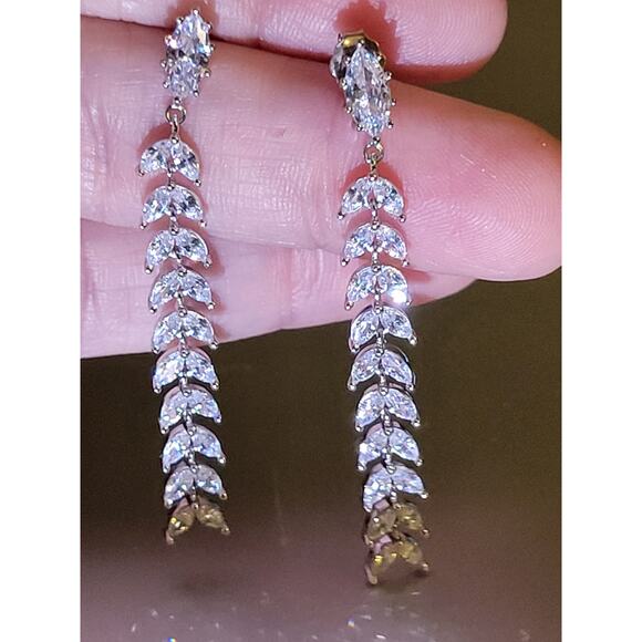 Sterling Silver Marquise Drop Earrings - Picture 1 of 6